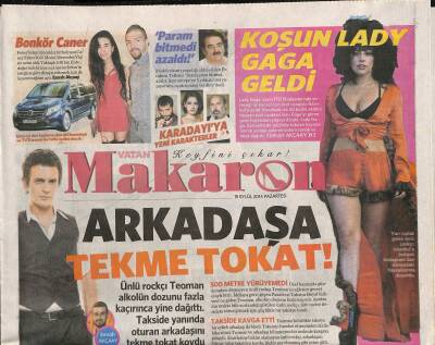 Vatan Gazetesi Makaron Eki 15 Eylül 2014 - Koşun Lady Gaga Geldi - İbrahim Tatlıses Param Bitmedi Azaldı GZ116953 - 1