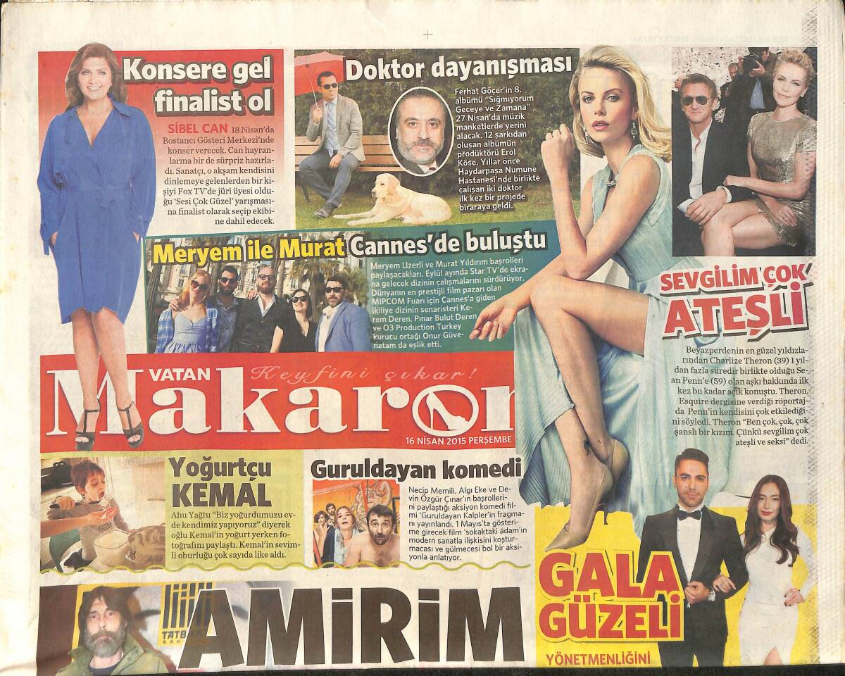 Vatan Gazetesi Makaron Eki 16 Nisan 2015 - Survivor Manço'nun Evliliğini Bitirdi - Rihanna O da Ne ? GZ159521 - 1