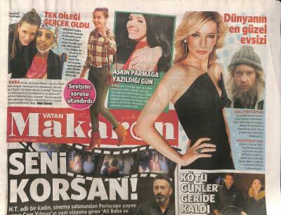 Vatan Gazetesi Makaron Eki 17 Kasım 2015 - Aşkın Parmağa Yazıldığı Gün * Hatice Şendil GZ117265 - 1
