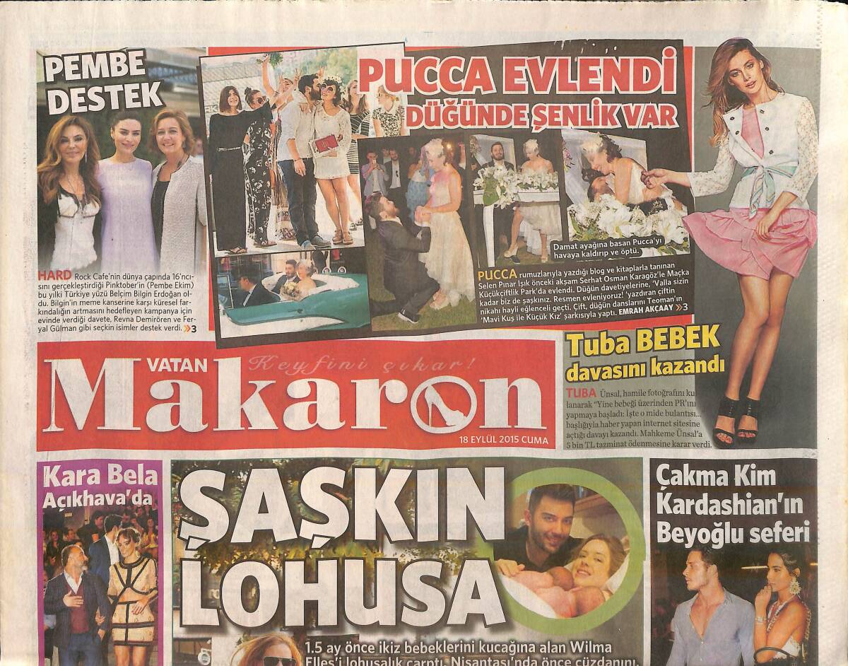 Vatan Gazetesi Makaron Eki 18 Eylül 2015 - Pucca Evlendi - Çakma Kim Kardashian'ın Beyoğlu Seferi GZ160007 - 1