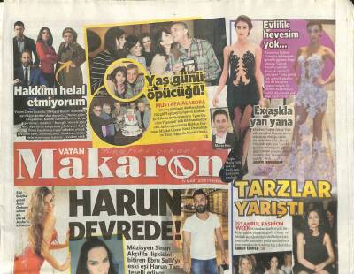Vatan Gazetesi Makaron Eki 19 Mart 2015 - Harun Devrede, Tarzlar Yarıştı, Eks Aşkla Yan Yana GZ107780 - 1