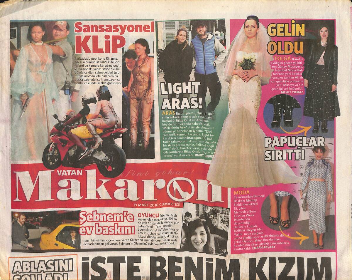 Vatan Gazetesi Makaron Eki 19 Mart 2016 - Bella Hadid Ablasını Solladı - Alina Boz Sahnede - Bengü: Keşke Sevgilim Olsa GZ136004 - 1