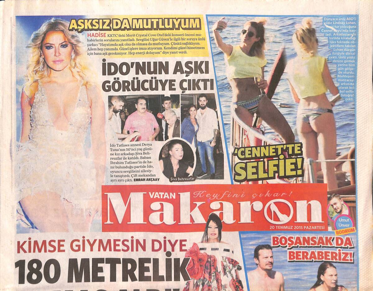 Vatan Gazetesi Makaron Eki 20 Temmuz 2015 - Ebru Şallı Eski Eşine Komşu Mu Oluyor ? GZ135153 - 1