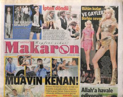 Vatan Gazetesi Makaron Eki 21 Eylül 2014 - Aşkın Nur Yengi , Önceki Akşam Arkadaşlarıyla Balıkçıdaydı GZ105884 - 1