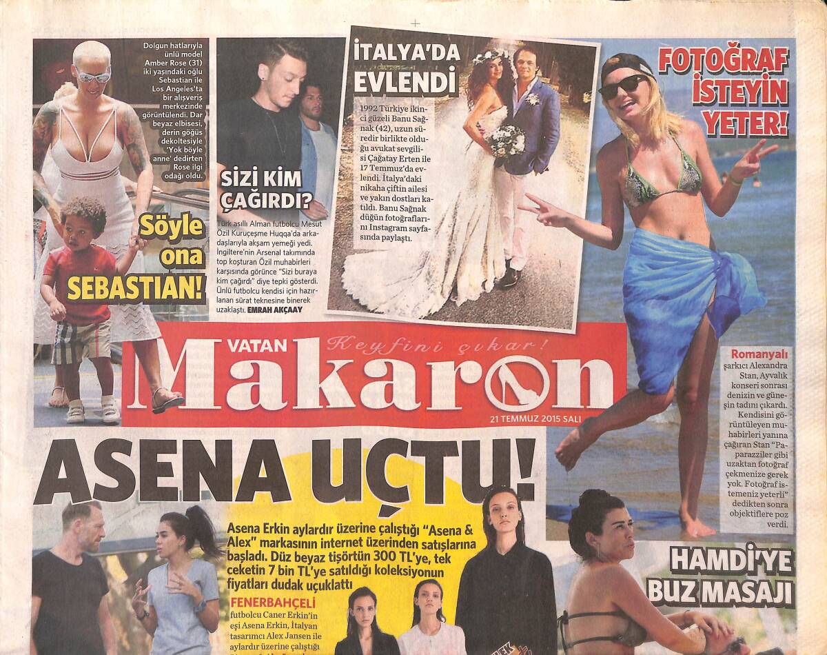 Vatan Gazetesi Makaron Eki 21 Temmuz 2015 - Asena Uçtu - Mustafa Uğurlu'nun Çalınan Ödülünün Yenisi Geliyor GZ135175 - 1