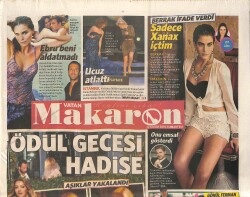 Vatan Gazetesi Makaron Eki 22 Kasım 2014 - En İyi Kadın Popçu Ödülünü Alan Hadise Törenden Sonra Sevgili Hakan Baş İle Buluştu GZ158399 - Gökçekoleksiyon