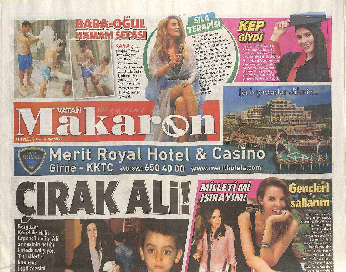 Vatan Gazetesi Makaron Eki 23 Eylül 2015 - Kıvanç Tatlıtuğ Ağaç Oldu - Uzayda Film Gösterimi GZ135963 - 1