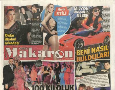 Vatan Gazetesi Makaron Eki 23 Ocak 2016 - 100 Kiloluk Sultan Gelinliği, Çağlaya Kandım GZ107781 - 1