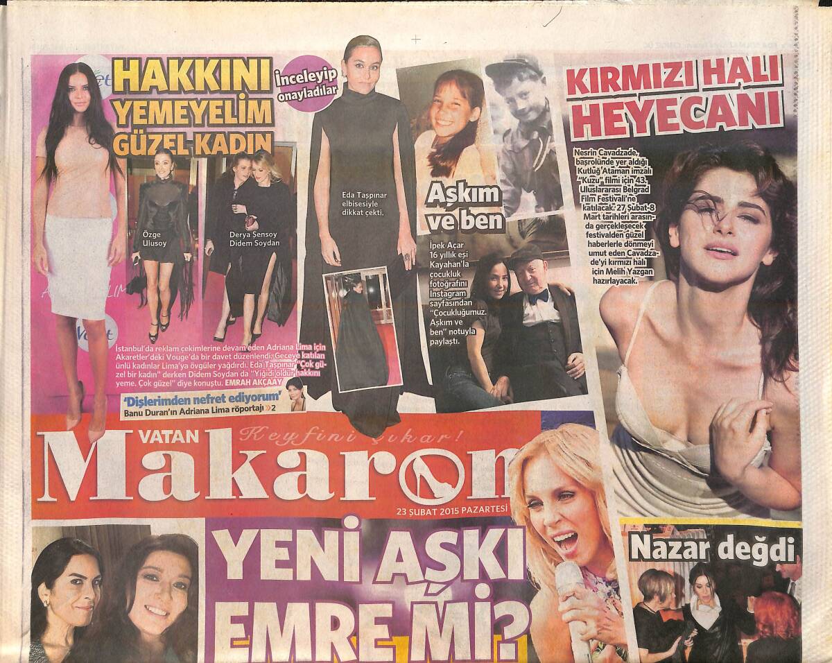 Vatan Gazetesi Makaron Eki 23 Şubat 2015 - İbrahim Tatlıses Eve Koyunla Geldi - Matrix Oktay Kaynarca GZ159949 - 1