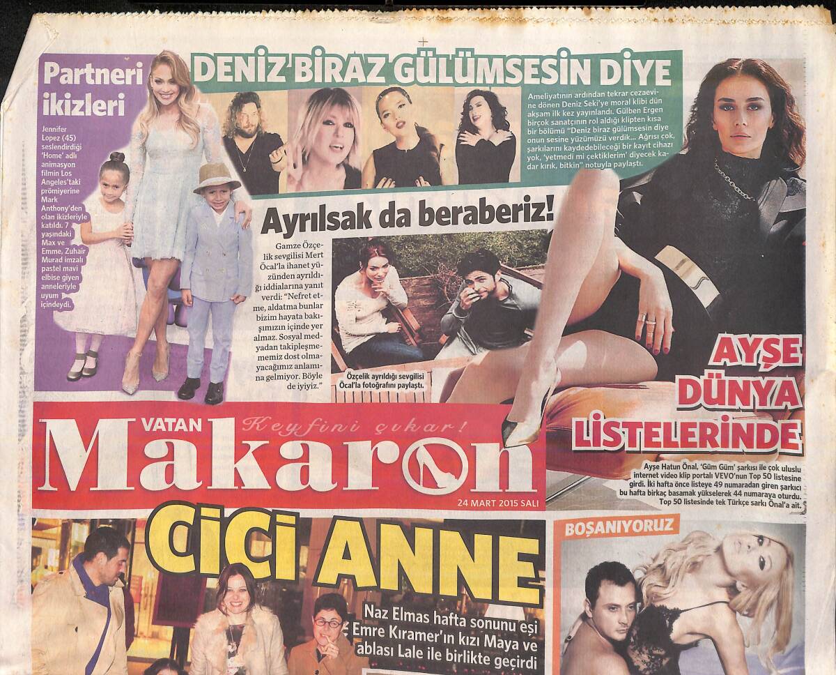 Vatan Gazetesi Makaron Eki 24 Mart 2015 - Mert Alaş İstanbul'da - Ayşe Hatun Önal Dünya Listelerinde GZ159787 - 1