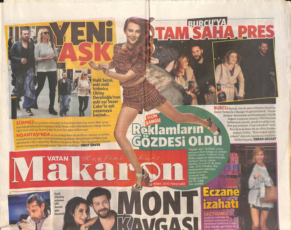 Vatan Gazetesi Makaron Eki 24 Mart 2016 - İrem Derici'nin Evliliğini Mont Kavgası Bitirdi! - Elçin Sangu Reklamların Gözdesi Oldu GZ136428 - 1