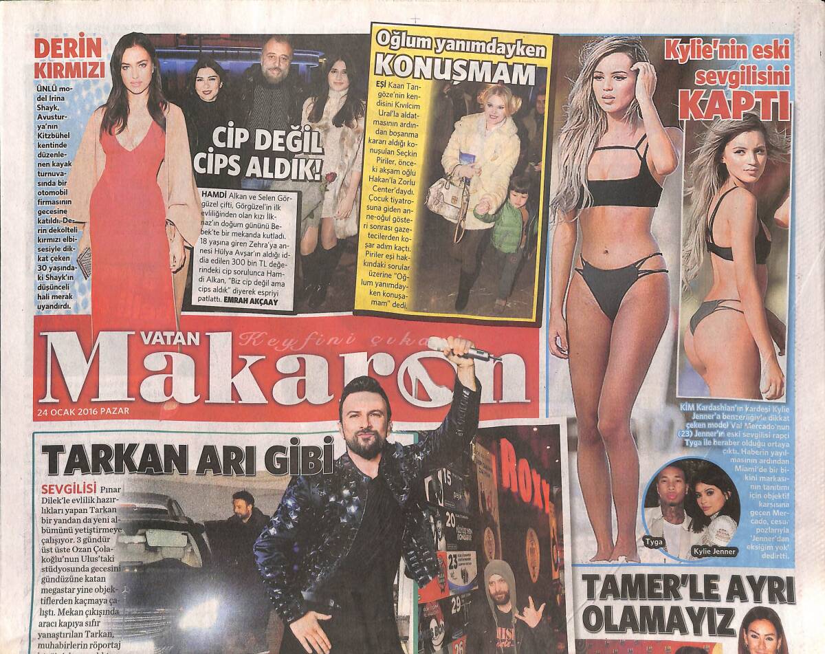 Vatan Gazetesi Makaron Eki 24 Ocak 2016 - Tarkan Arı Gibi - Beyaz Show Böyle Kalabalık Görmedi GZ135328 - 1