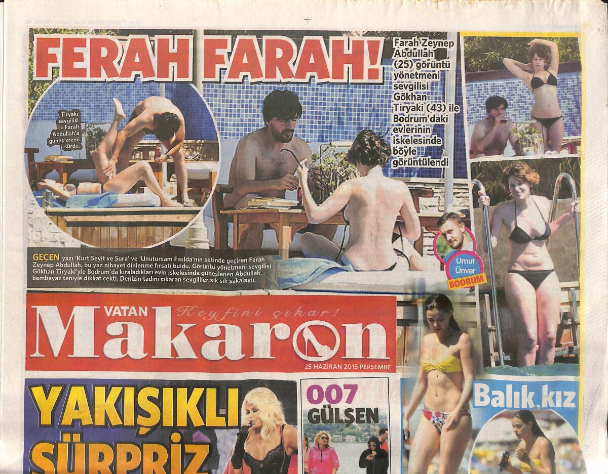 Vatan Gazetesi Makaron Eki 25 Haziran 2015 - Ajda Pekkan'a Yakışıklı Sürpriz! - Eliz Sakuçoğlu Yeni Aşkıyla! GZ138812 - 1