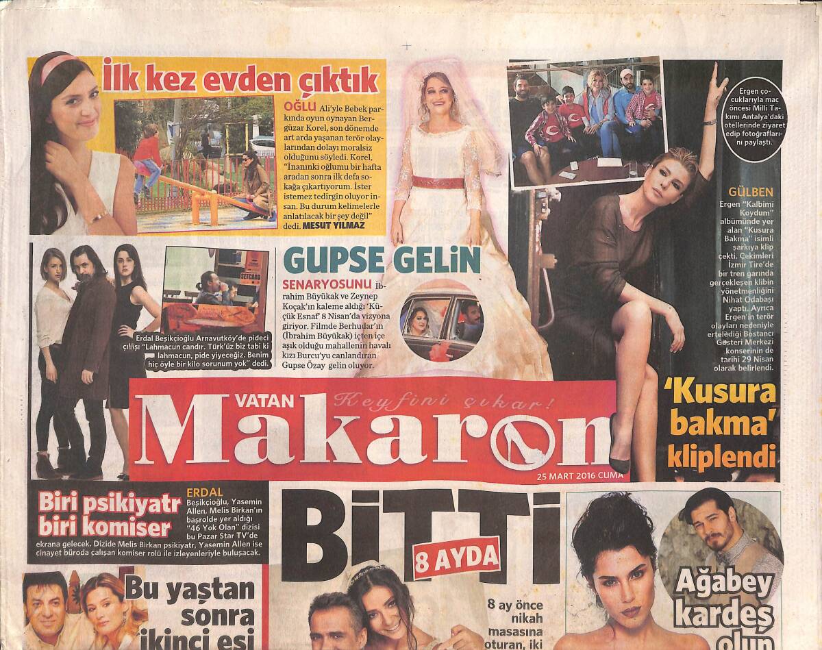 Vatan Gazetesi Makaron Eki 25 Mart 2016 - Gülben Ergen'in ' Kusura Bakma ' Şarkısı Kliplendi GZ134970 - 1