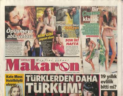 Vatan Gazetesi Makaron Eki 25 Temmuz 2014 - Murat Boz Trafiği - Kate Moss Hebilköylü Oluyor GZ116969 - 1