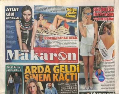 Vatan Gazetesi Makaron Eki 27 Ağustos 2015 - Burcu Esmersoy , Sırt Dekoltesiyle Boynundaki Ejderha Dövmesini Sergiledi GZ117183 - 1