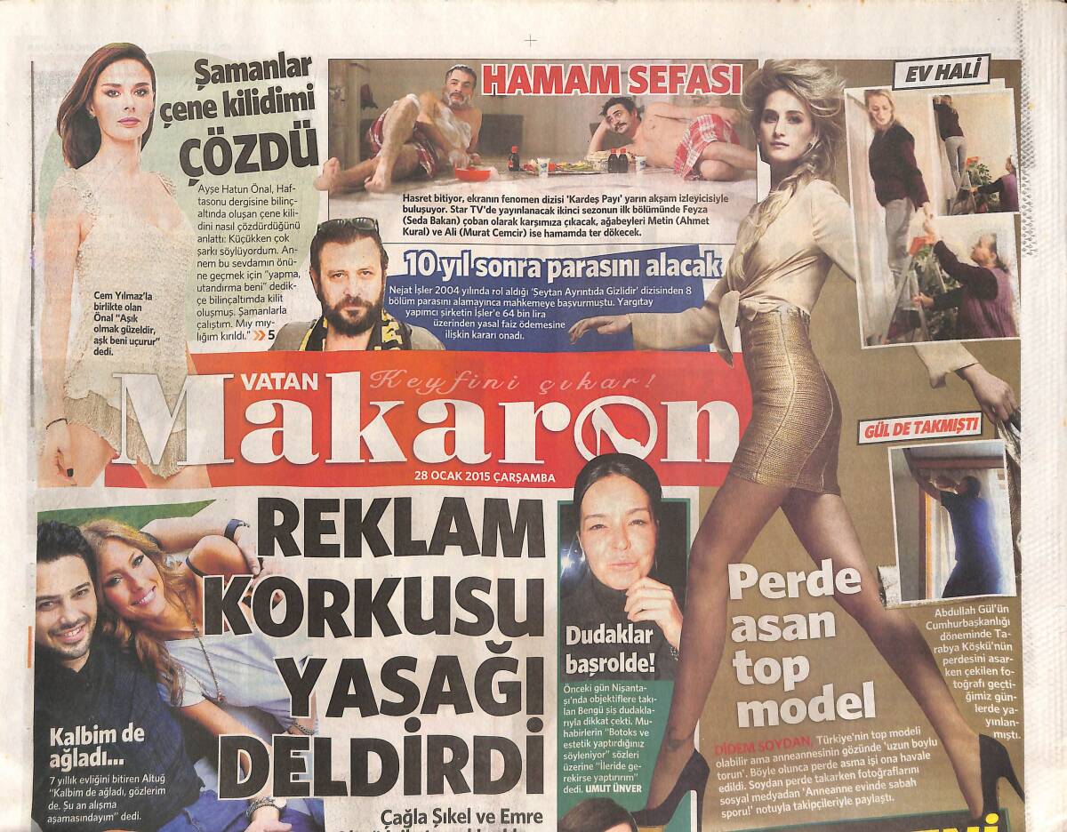 Vatan Gazetesi Makaron Eki 28 Ocak 2015 - Ajda Pekkan ' Gülşen Beni Hoplatıyor ' - Nejat İşler 10 Yıl Sonra Parasını Alacak GZ135256 - 1