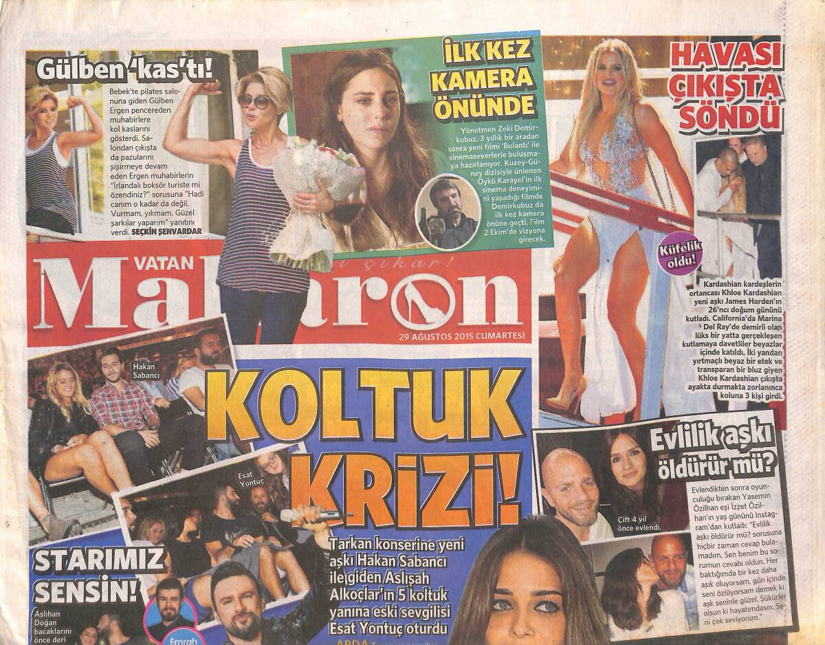 Vatan Gazetesi Makaron Eki 29 Ağustos 2015 - Gülben Ergen Kas'tı - Seda Sayan Ekranı Özledi GZ135223 - 1