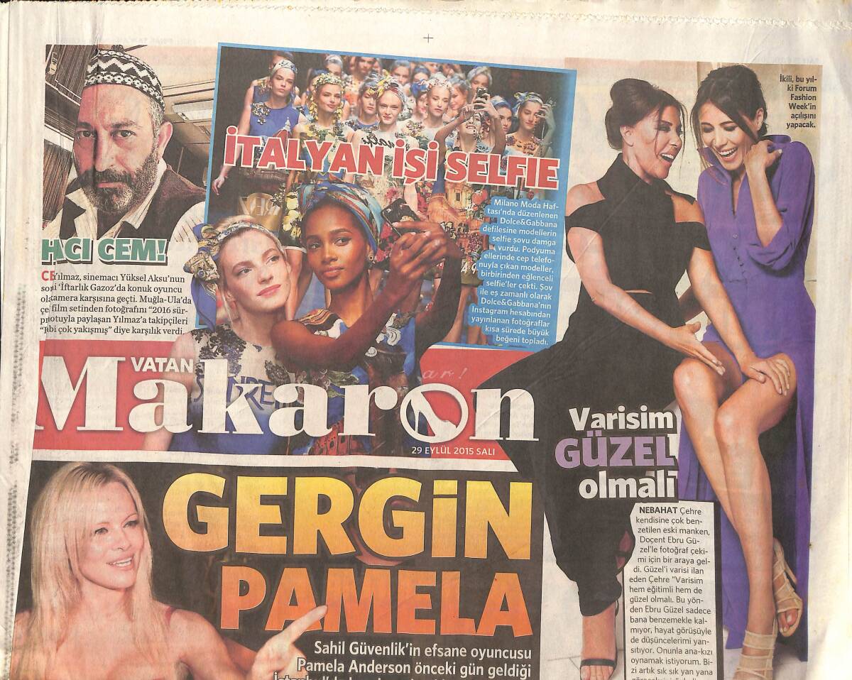 Vatan Gazetesi Makaron Eki 29 Eylül 2015 - Hacı Cem - Meryem Uzerli'nin 3 Hayali GZ154702 - 1