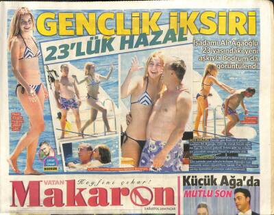 Vatan Gazetesi Makaron Eki 3 Ağustos 2014 - Sportmen Hülya Avşar-Süperstar Ajda Pekkana Islıklı Protesto GZ105779 - 1