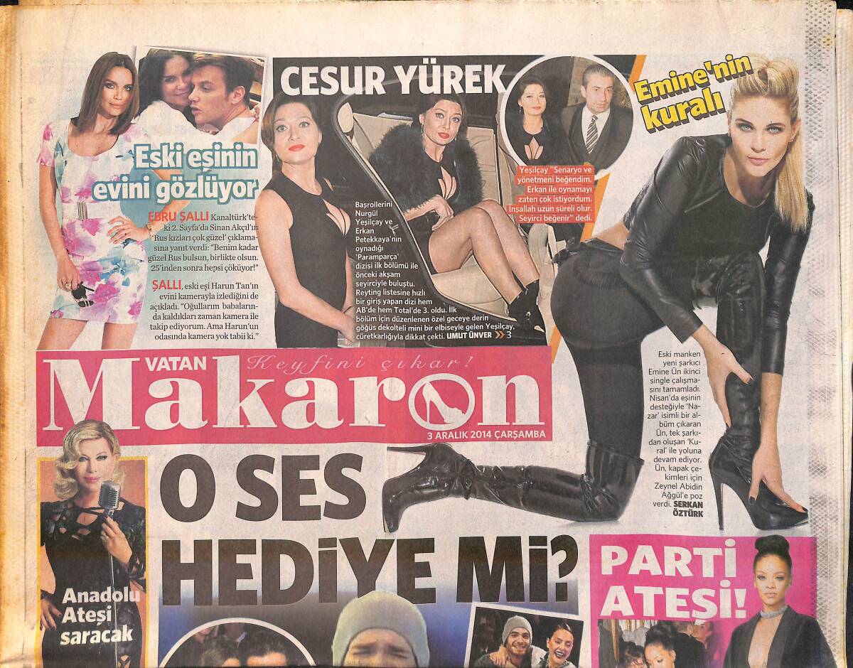 Vatan Gazetesi Makaron Eki 3 Aralık 2014 - En Cool Erkek Çağatay Ulusoy - Madonna Yeniden Evlat Ediniyor GZ159851 - 1