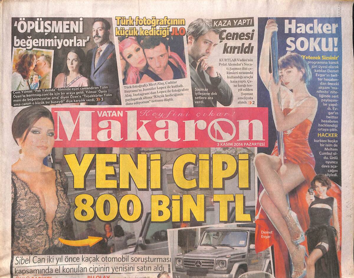 Vatan Gazetesi Makaron Eki 3 Kasım 2014 - Sibel Can'ın Yeni Cipi 800 Bin TL - Özgü Namal'ın Bebeğinin Cinsiyeti Belli Oldu! GZ137110 - 1