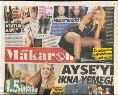 Vatan Gazetesi Makaron Eki 3 Şubat 2015 - Hande Yener Ve Nükhet Duru Düet Yaptı - Hadise Zayıflayınca Hayranlarım Çok Kızdı GZ106737 - 1