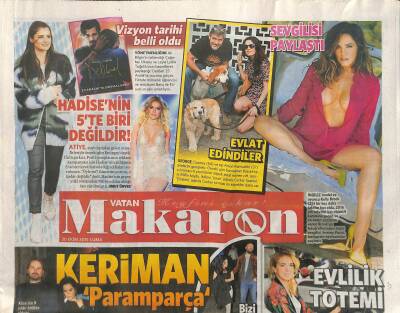 Vatan Gazetesi Makaron Eki 30 Ekim 2015 - Burcu Esmersoyun Evlilik Totemi GZ117027 - 1