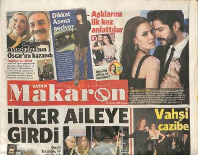 Vatan Gazetesi Makaron Eki 30 Ocak 2015 - Fahriye Evcen Ve Burak Özçivit Gözlerden Uzak Yaşadıkları İlişkilerini Instyle Dergisine Anlattı GZ105919 - 1