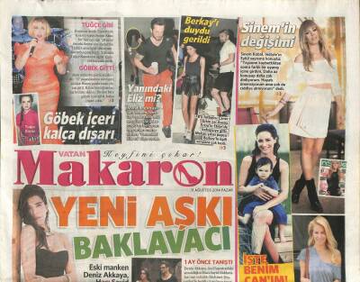 Vatan Gazetesi Makaron Eki 31 Ağustos 2014 - Eski Manken Deniz Akkaya , Mehmet Dinçerlerle Birlikte Olmaya Başladı GZ113335 - 1