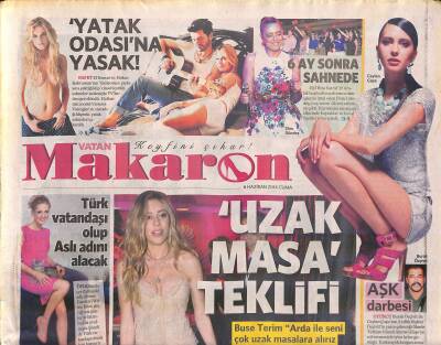 Vatan Gazetesi Makaron Eki 6 Haziran 2014 - Ata Demirerden Alaturka - Ebru Gündeş 6 Ay Sonra Sahnede GZ119548 - 1
