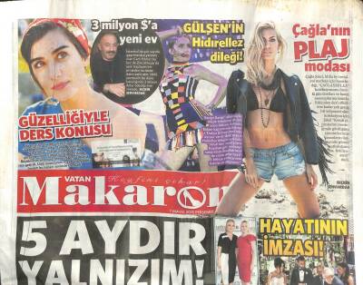 Vatan Gazetesi Makaron Eki 7 Mayıs 2015 - Sertap Erener,Yalnızım GZ104426 - 1