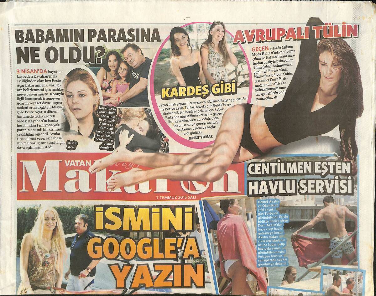 Vatan Gazetesi Makaron Eki 7 Temmuz 2015 - Sezen Aksu 