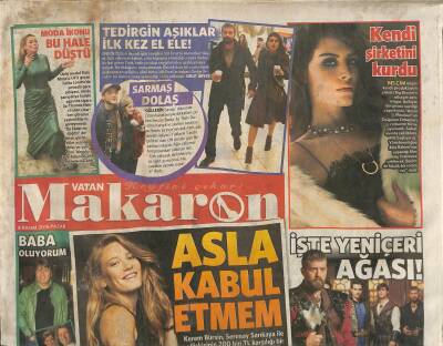 Vatan Gazetesi Makaron Eki 8 Kasım 2015 - Justin Bieber Şöhretten Boğuluyordum - Berkaya 4 Kurşun GZ116488 - 1