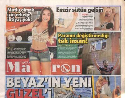 Vatan Gazetesi Makaron Eki 9 Ağustos 2015 - Ziynet Sali Mutlu Olmak İçin Erkeğe İhtiyaç Yok - Paranın Değiştirmediği Tek İnsan Arda Turan GZ119634 - 1