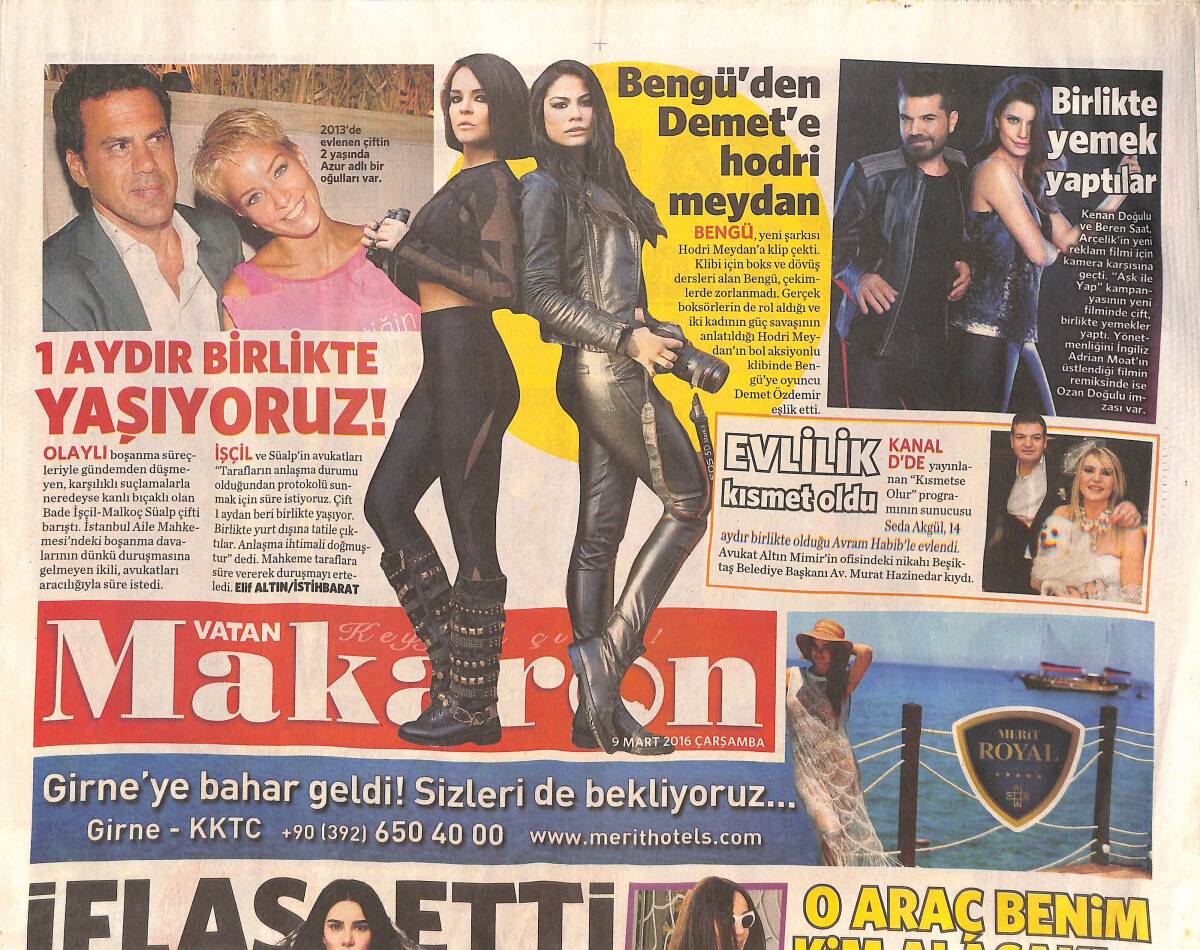 Vatan Gazetesi Makaron Eki 9 Mart 2016 - Ferrari'yi Parçalayan İsmail YK - Bengü'den Demet'e Hodri Meydan GZ135185 - 1