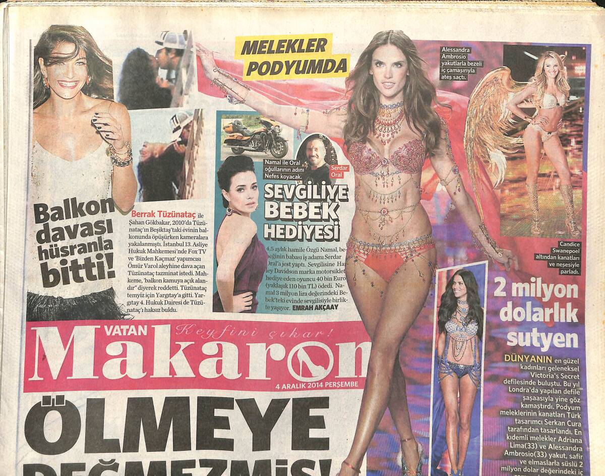 Vatan Gazetesi Makoron 4 Aralık 2014 - Victoria Secret Melekleri Podyumda - 2 Milyon Dolarlık Sutyen - Adriana Lima'ya Acun Sorulunca GZ138750 - 1