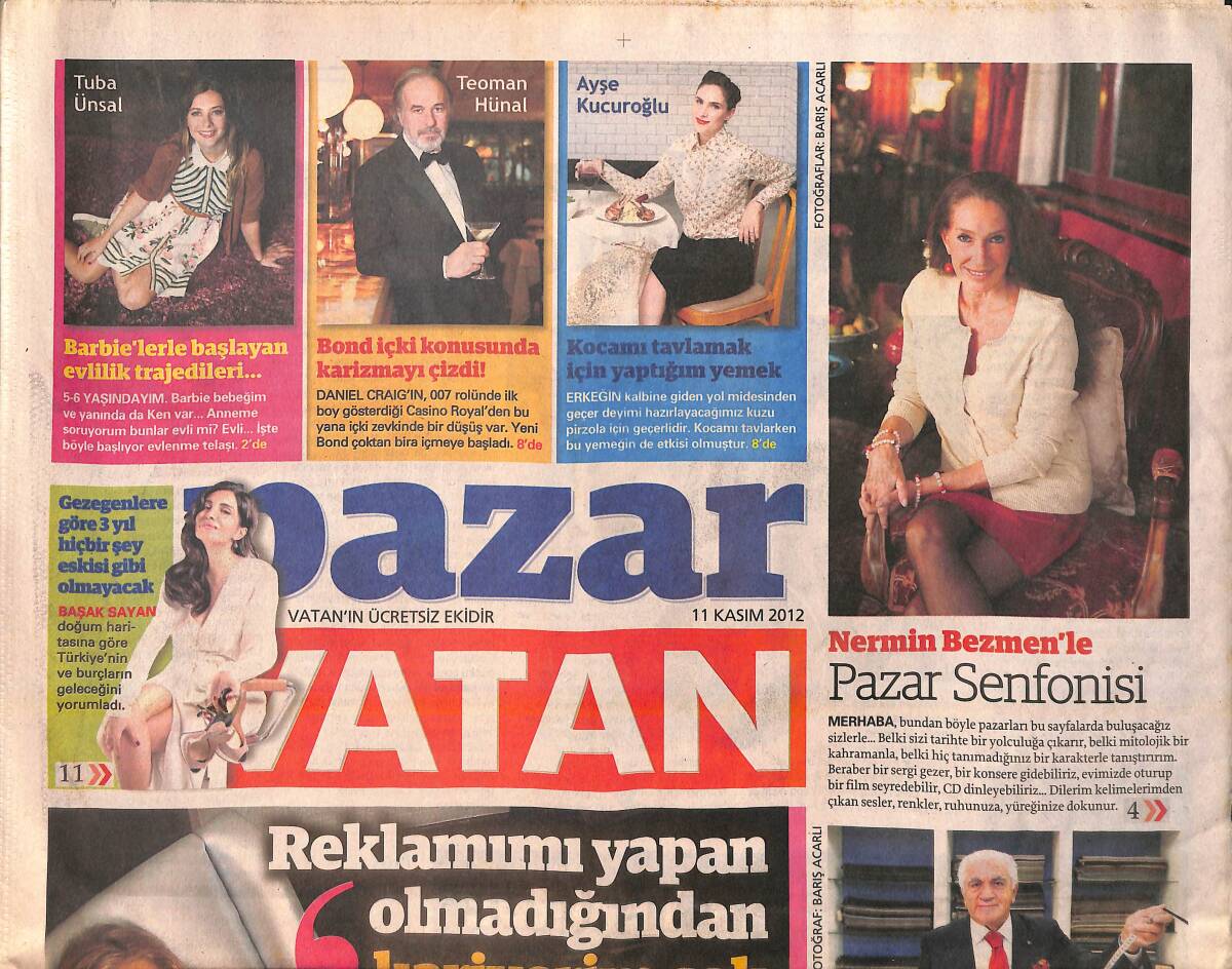 Vatan Gazetesi Pazar Eki 11 Kasım 2012 - Jennifer Lopez Efsanesi Türkiye'de GZ159891 - 1