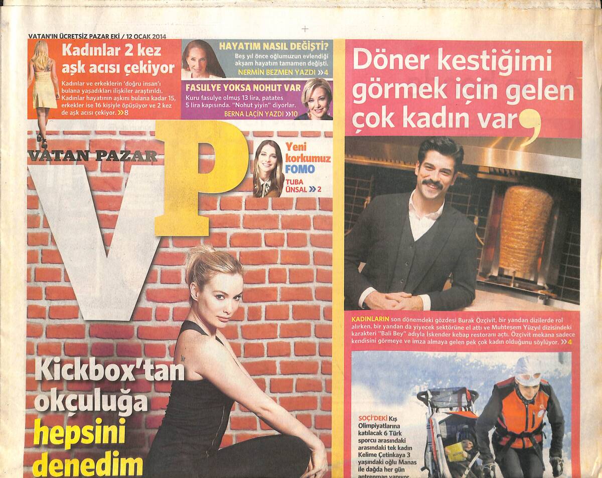 Vatan Gazetesi Pazar Eki 12 Ocak 2014 - Burak Özçivit 