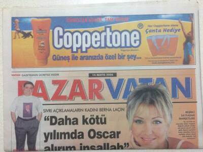 Vatan Gazetesi Pazar Eki 14 Mayıs 2006 - Berna Laçin Daha Kötü Yılımda Oscar Alırım İnşallah GZ47926 - 1
