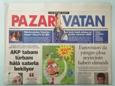 Vatan Gazetesi Pazar Eki 16 Mayıs 2004 Eurovisionda Yangın Çıksa Seyircinin Haberi Olmaz -GZ14688 - 1