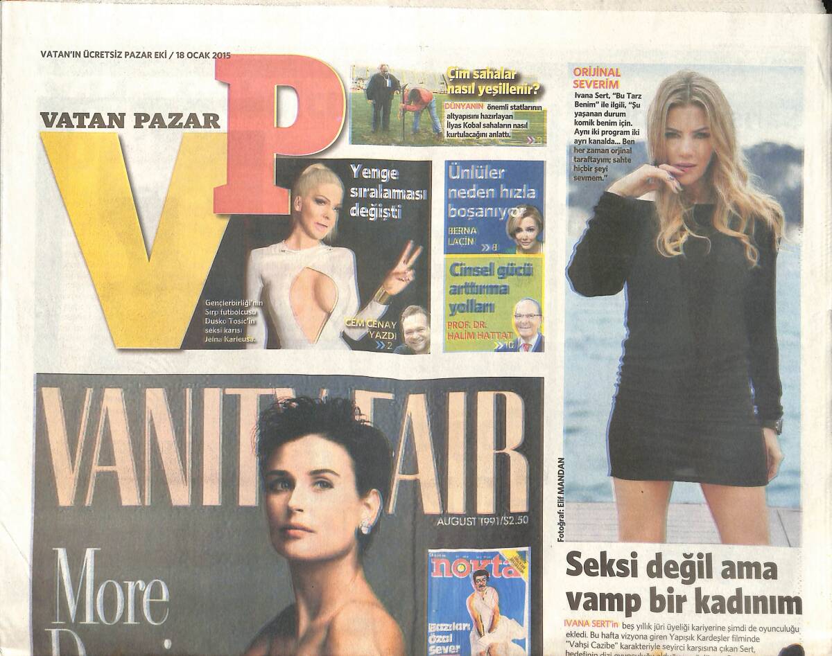 Vatan Gazetesi Pazar Eki 18 Ocak 2015 - Ivana Sert: Orjinal Severim - Buğra Gülsoy Ve Özge Özpirinççi'den Aşk Masalı GZ135889 - 1