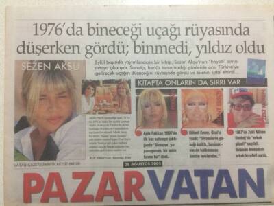 Vatan Gazetesi Pazar Eki 28 Ağustos 2005 - Sezen Aksu 1976da Rüyasında Bineceği Uçacağın Düştüğünü Gördü GZ38611 - 1