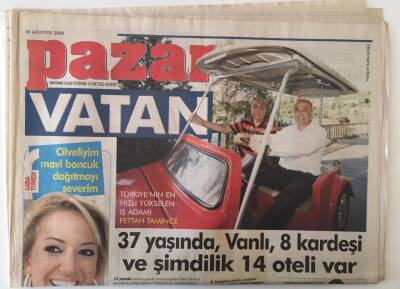 Vatan Gazetesi Pazar Eki 30 Ağustos 2009 - Türkiyenin Hızlı Yükselen İş Adamı Fettah Tamince İle Çok Özel GZ20441 - 1