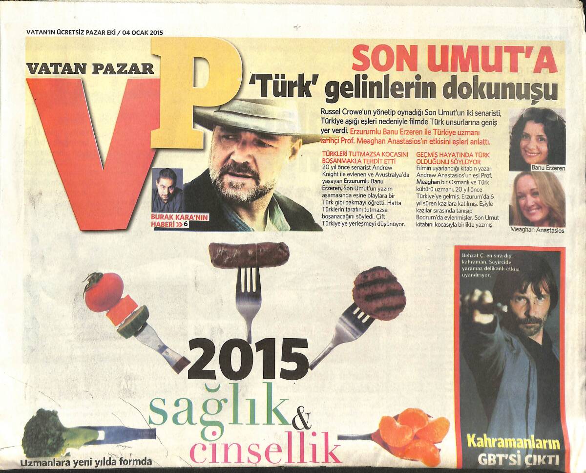 Vatan Gazetesi Pazar Eki 4 Ocak 2015 - Dizi Kahramanlarının GBT'Sİ - Tiyatrolar Dünya Starlarını Ağırlıyor GZ136247 - 1