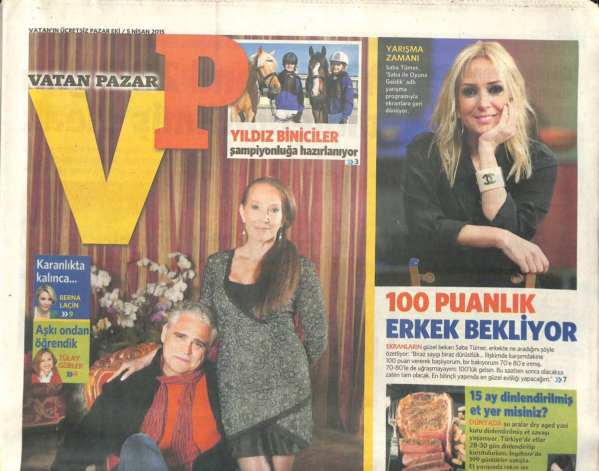 Vatan Gazetesi Pazar Eki 5 Nisan 2015 - Ünlü Modacı Yıldırım Mayruk Mesleği Bıraktı Malını Da Satıyor - Meryem Üzerli'ye Dizi Bulamıyorlar GZ138762 - 1