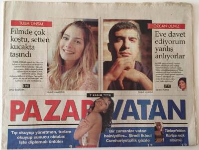 Vatan Gazetesi Pazar Eki 7 Kasım 2004 - Özcan Deniz İle Söyleşi , Tuba Ünsal İle Söyleşi GZ26606 - 1