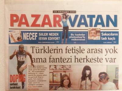 Vatan Gazetesi Pazar Vatan Eki 22 Ağustos 2004 - 34ün Çeşme Günlüğü, Buzda Ajda Ertelendi GZ38827 - 1