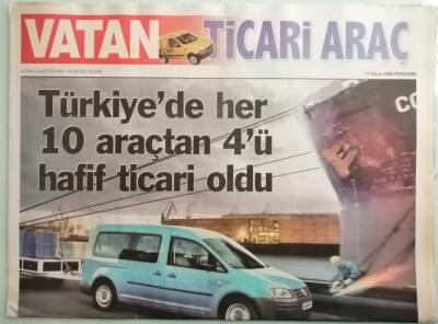 Vatan Gazetesi Ticari Araç Eki 17 Nisan 2008 Türkiyede Her 10 Araçtan 4ü Hafif Ticari Oldu - GZ44249 - 2