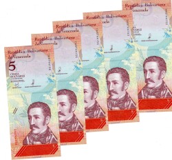 Venezuela 2018 Yılı 5 Bolivar (5 Adet) ÇİL YKP8821 - Gökçekoleksiyon